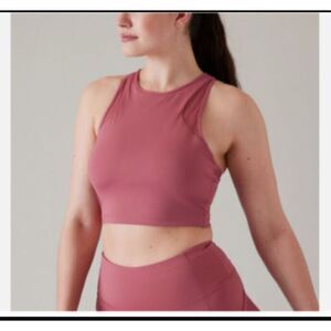 Athleta L Conscious Longline Crop Sports Workout Bra Large Cups A-C Berry